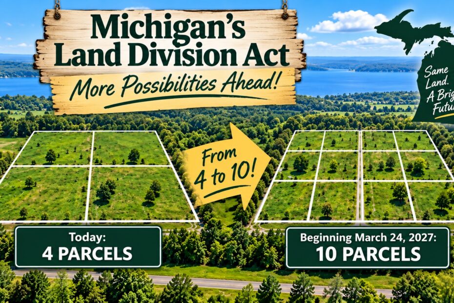 Michigan Land Division Act change from 4 parcels to 10 parcels in 2027